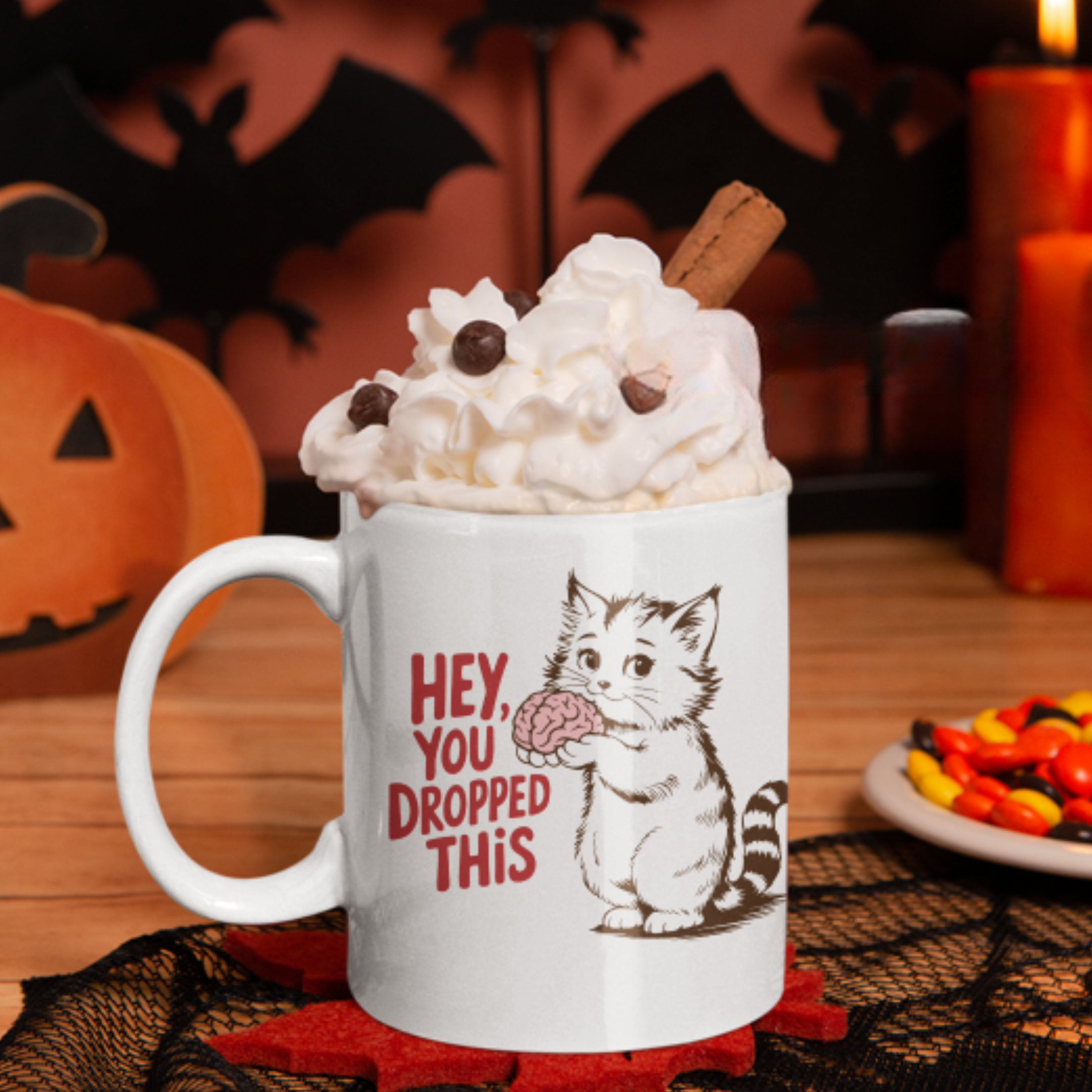 Halloween Cat Mug “Hey, You Dropped This”